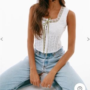 With Jean Eyelet Corset Top